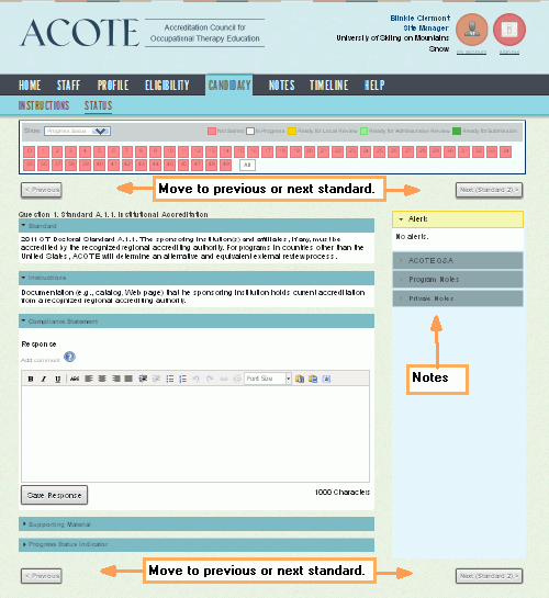 Standards page acote_standards_page.gif