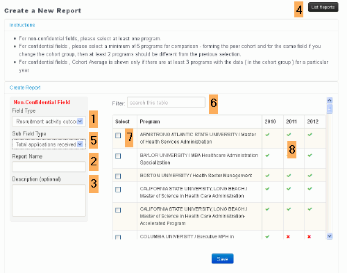 New report page with sub fields